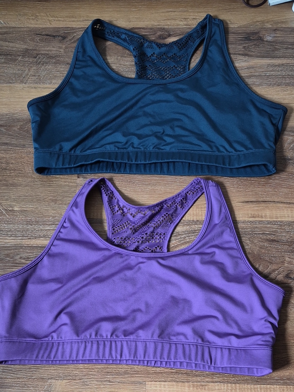LOT OF 2 ZYIA Active Grid Mesh Racerback Sports Bra Bundle Size XXXL Purple Blue
